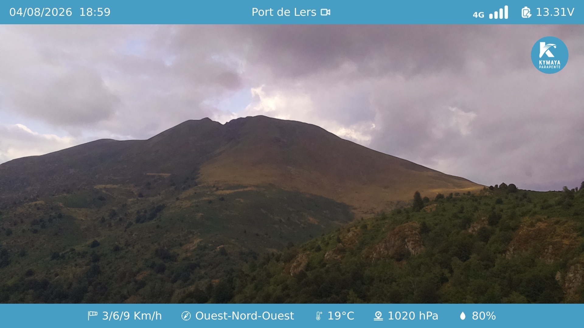 Webcam en direct du Port de Lers — décollage parapente à 1 417 m en Ariège, Pyrénées. Image actualisée chaque minute.
