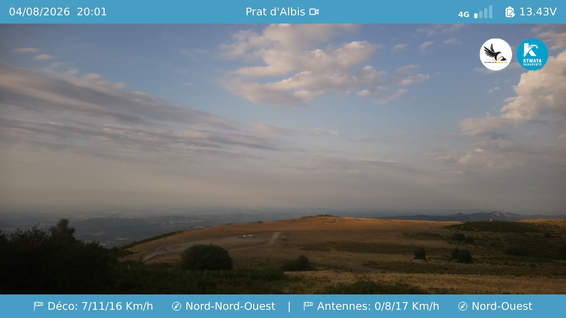 Webcam en direct du Prat d'Albis — crête parapente au-dessus de Foix en Ariège, Pyrénées. Image actualisée chaque minute.