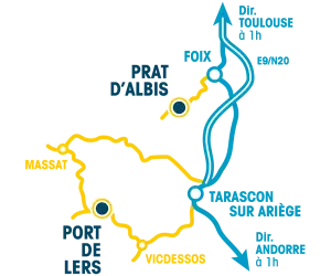 Plan pour se rendre au Prat d'Albis et au Port de Lers