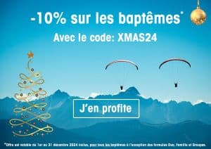 Code promo Noel 2024 pour les baptêmes de l'air de Kymaya parapente.